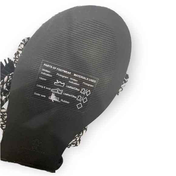 Anthropologie Women’s Black and White Fringed Rope Sandals NEW - Picture 7 of 7